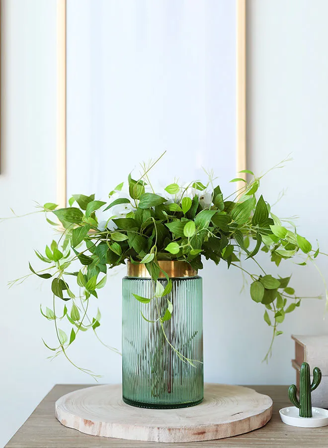 مزهرية زهور زجاجية حديثة مصنوعة يدويًا من ebb & flow مادة فاخرة فريدة من نوعها عالية الجودة للمنزل الأنيق المثالي BX1790 أخضر 25.5 سنتيمتر