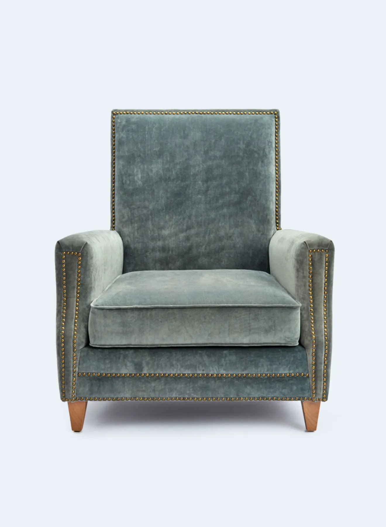 ebb & flow Armchair Luxurious - Upholstered Fabric Green/Grey Wood Couch - 910 X 910 X 990 - Relaxing Sofa
