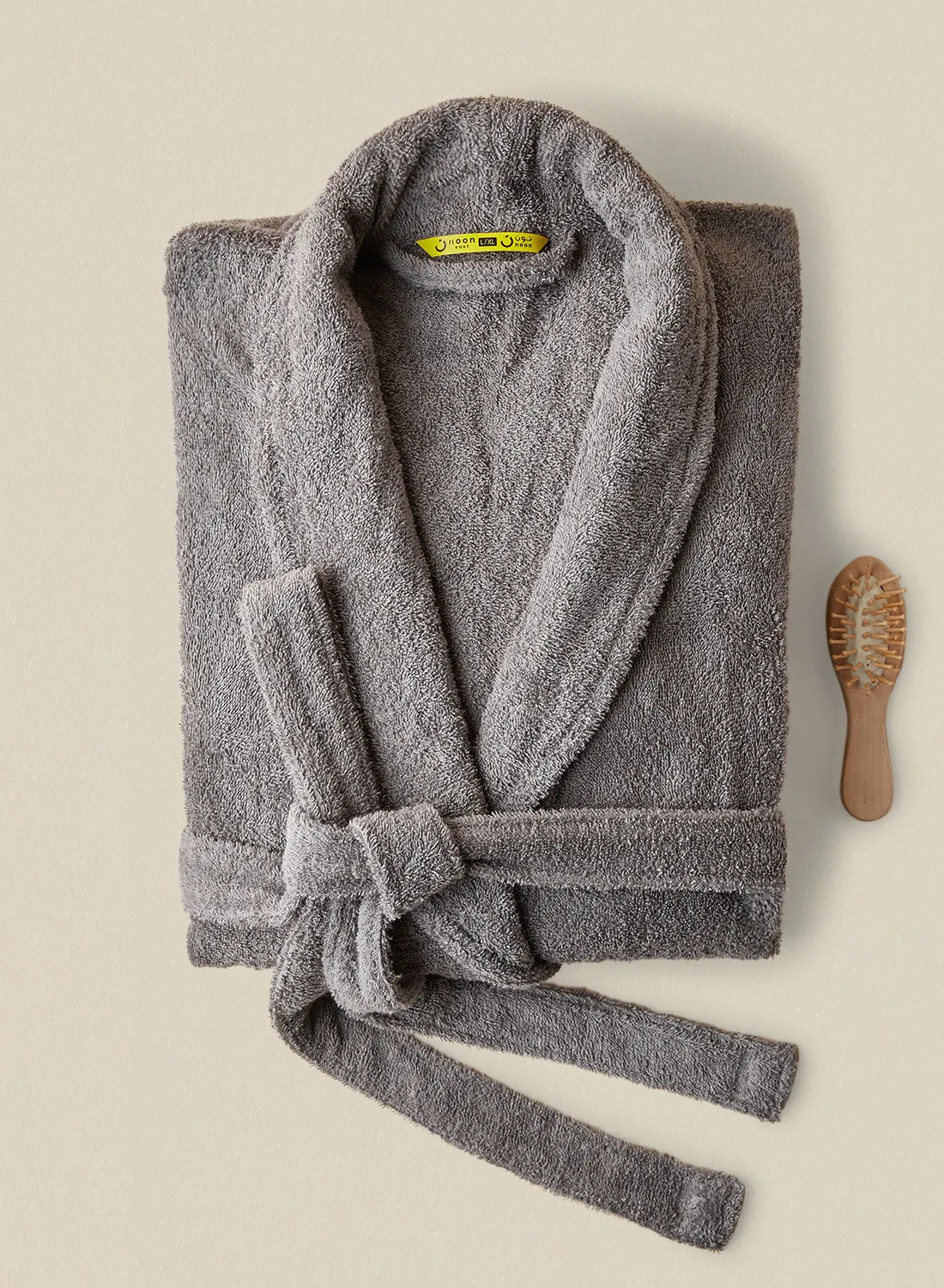 noon east Bathrobe - 380 GSM 100% Cotton Terry Silky Soft Spa Quality Comfort - Shawl Collar & Pocket - Mountain Grey Color - 1 Piece