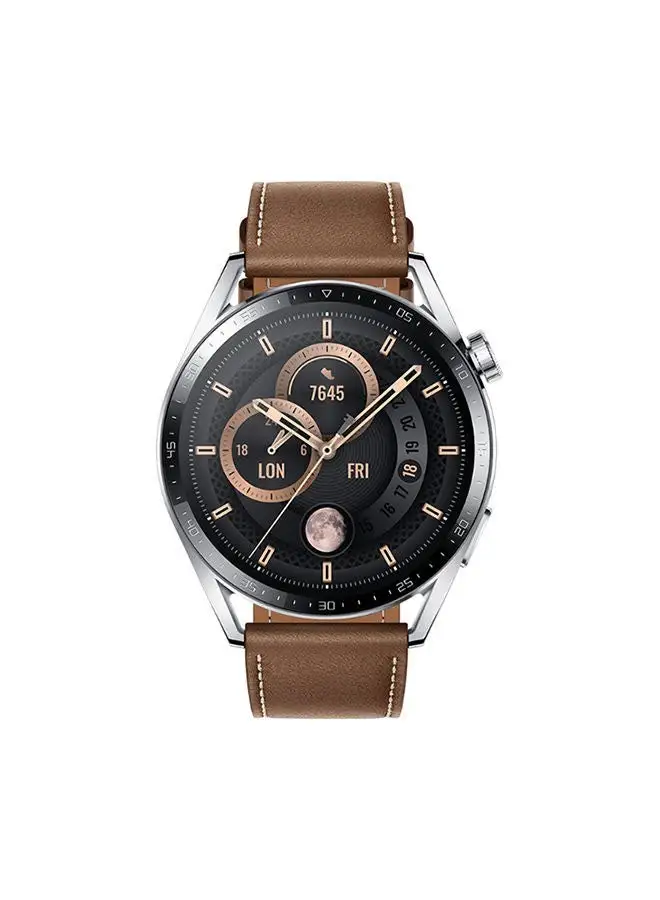 HUAWEI WATCH GT 3 46 mm Smartwatch Leather Strap Stainless Steel Brown