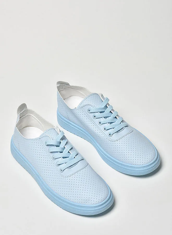 Cobblerz Women's Lace-Up Low Top Sneakers Light Blue