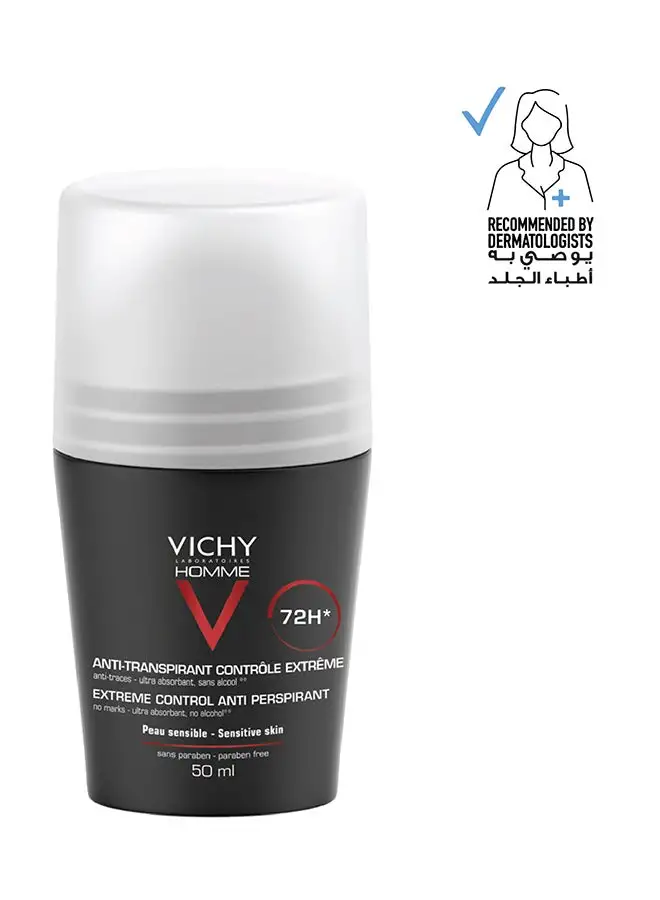 Vichy Homme 72 Hour Deodorant Anti Perspirant Soothing Effect For Men Black 50ml