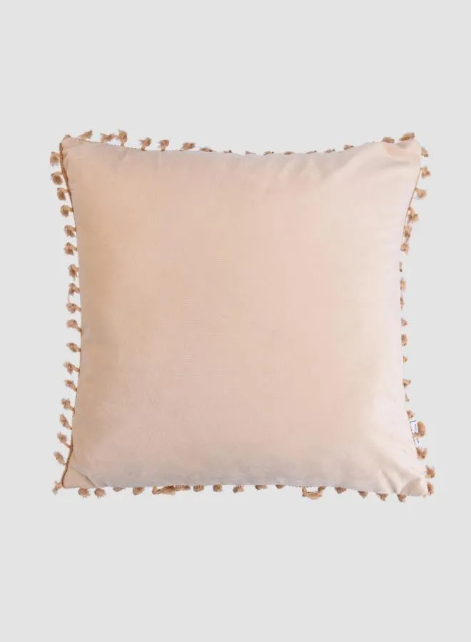 ebb & flow Velvet Tassel Cushion, Unique Luxury Quality Decor Items for the Perfect Stylish Home Beige 45 x 45cm