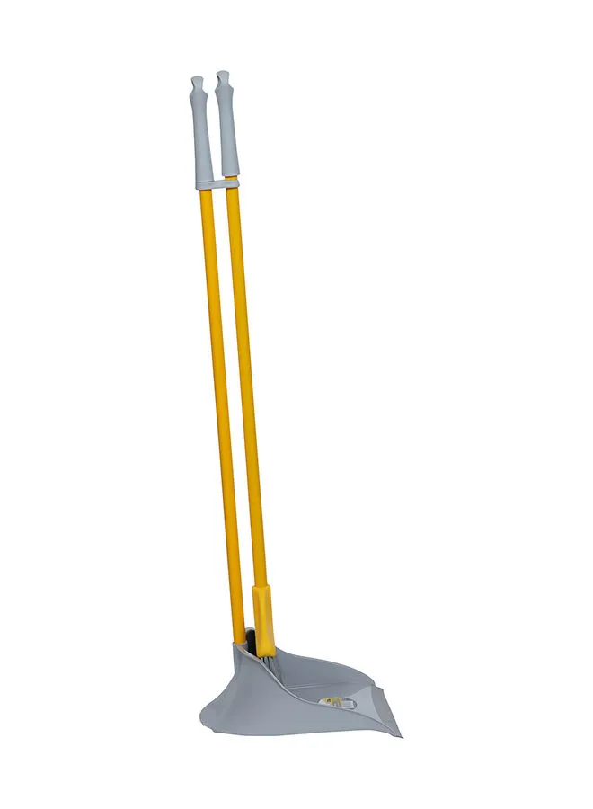 APEX Long Handle Upright Dustpan And Broom Sweep Set Yellow/Grey 27x27x92cm