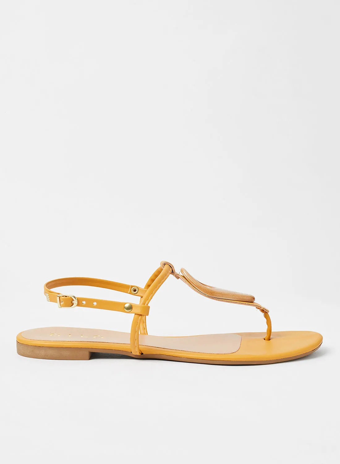 Aila Casual Plain Flat Sandals Peach