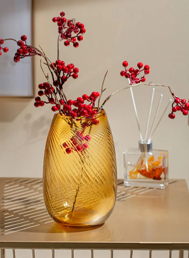 مزهرية زهور زجاجية حديثة مصنوعة يدويًا من ebb & flow مادة فاخرة فريدة من نوعها عالية الجودة لمنزل أنيق ومثالي 121190070 أصفر 14 × 12.5 × 22 سم