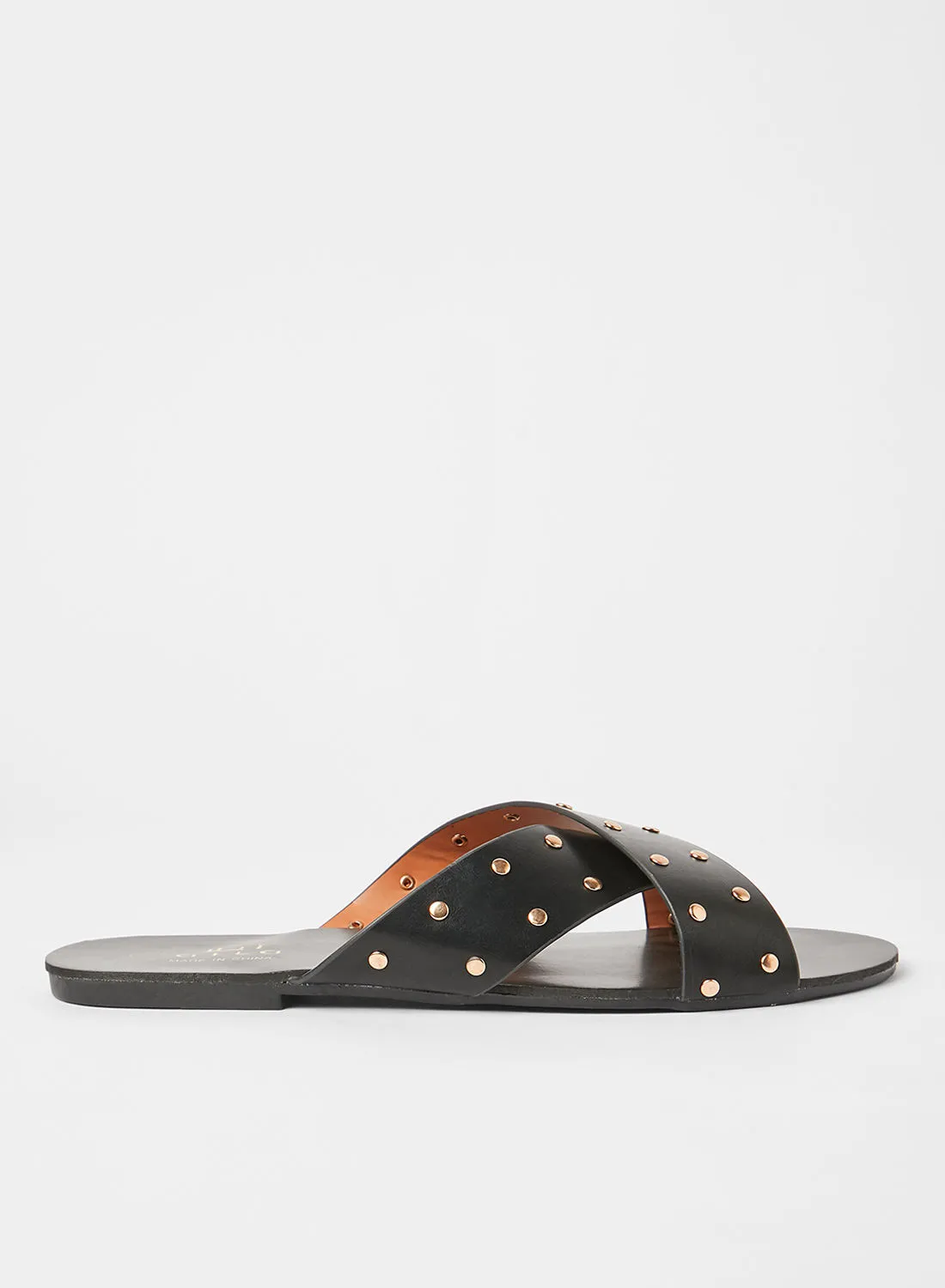 Aila Slip-On Flat Sandals Black