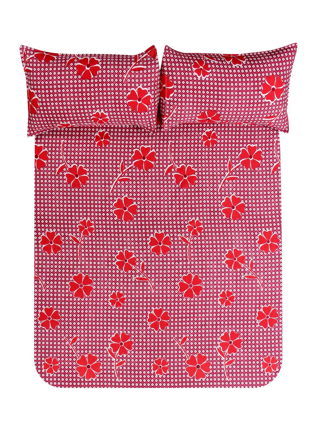Hometown Fitted Sheet Set Made From 100 GSM 100% Polyester With Pillow Case 50X70 Cm, Bed Linen For 150X200 Cm Twin Size Mattress In Red/ Color