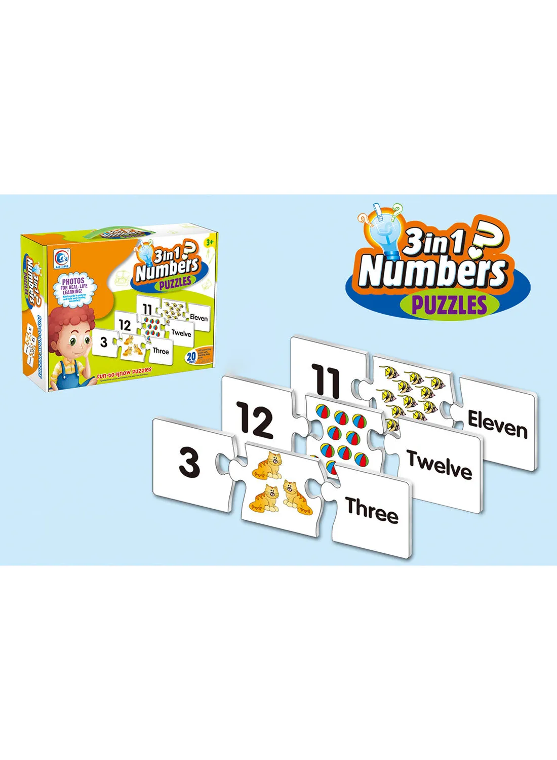 Hao XIANG 20-Piece 3-In-1 Number Puzzle Set