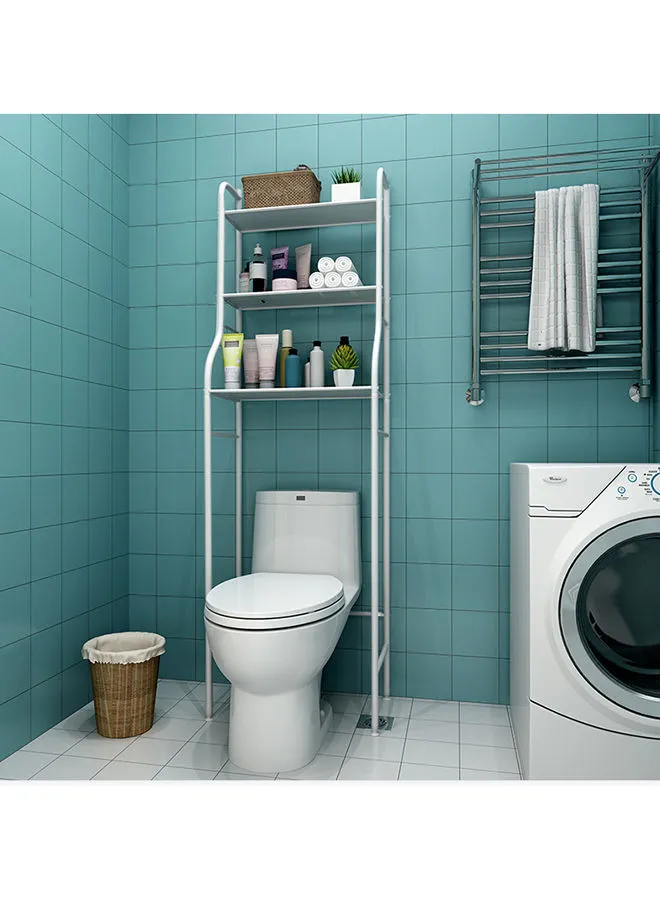 Amal Toilet Storage Rack 3 Tier For Bathroom Steel Frame Premium Quality White L48 x D25 x H150cm