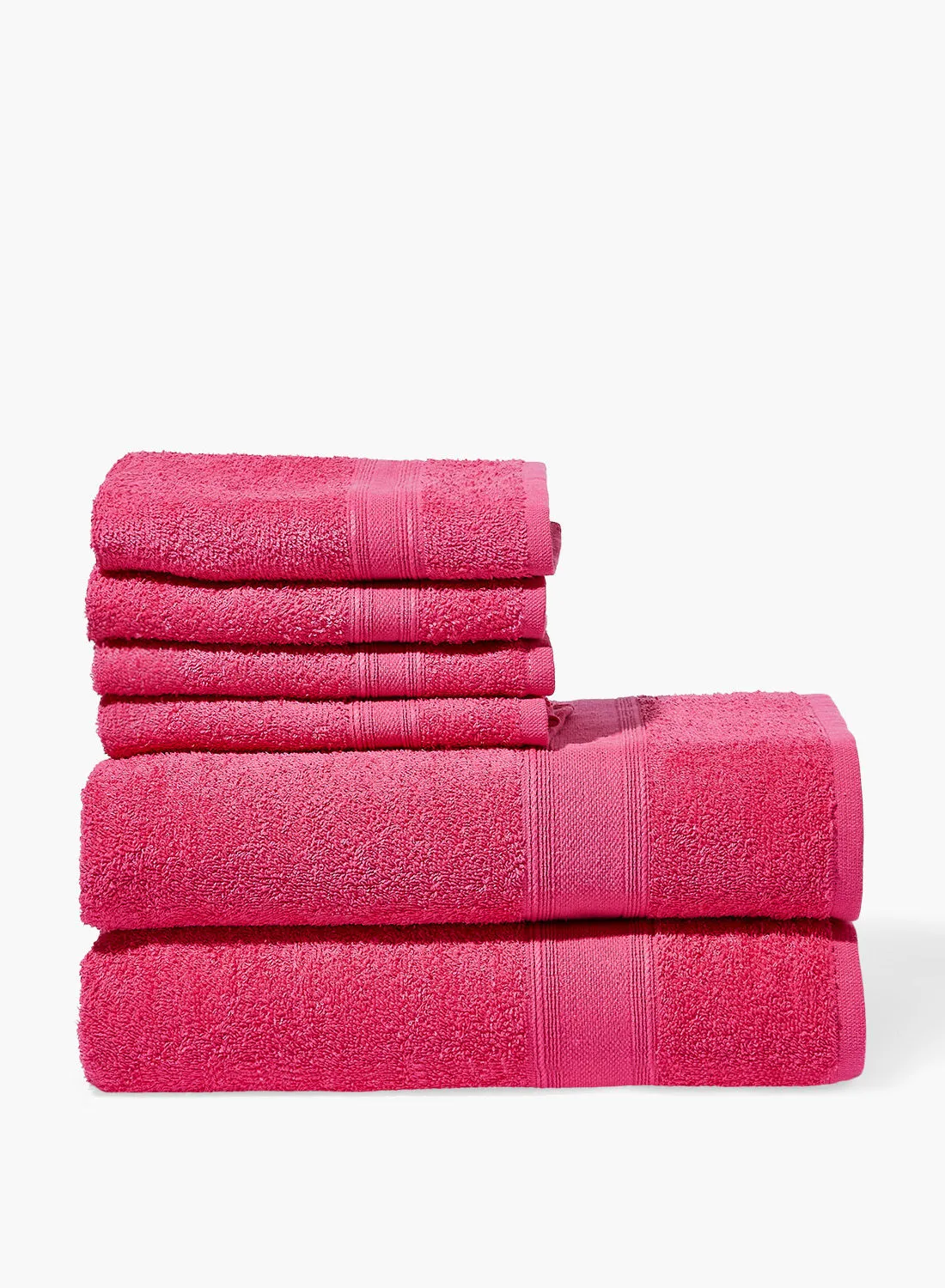 Amal 6 Piece Bathroom Towel Set - 400 GSM 100% Cotton Terry - 4 Hand Towel - 2 Bath Towel - Fuchsia Color -Quick Dry - Super Absorbent