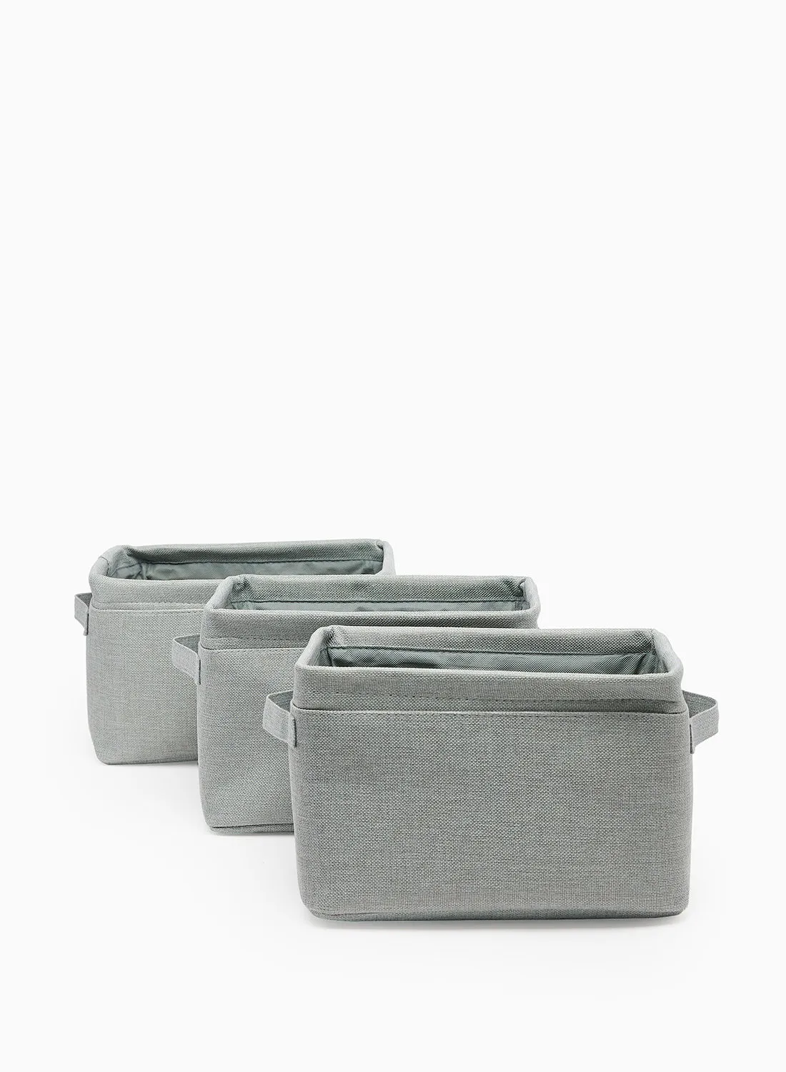 Amal 3 Pack Linen Storage Organiser With Side Handles Easy To Collapse From The Top, Handy For Closet And Dresser Organisation Light Grey 30X20X20cm