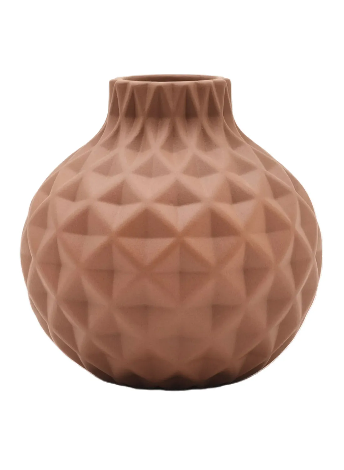 ebb & flow Textured Geometric Pattern Ceramic Vase Unique Luxury Quality Material For The Perfect Stylish Home N13-030 Brown 23.5 x 24.5cm