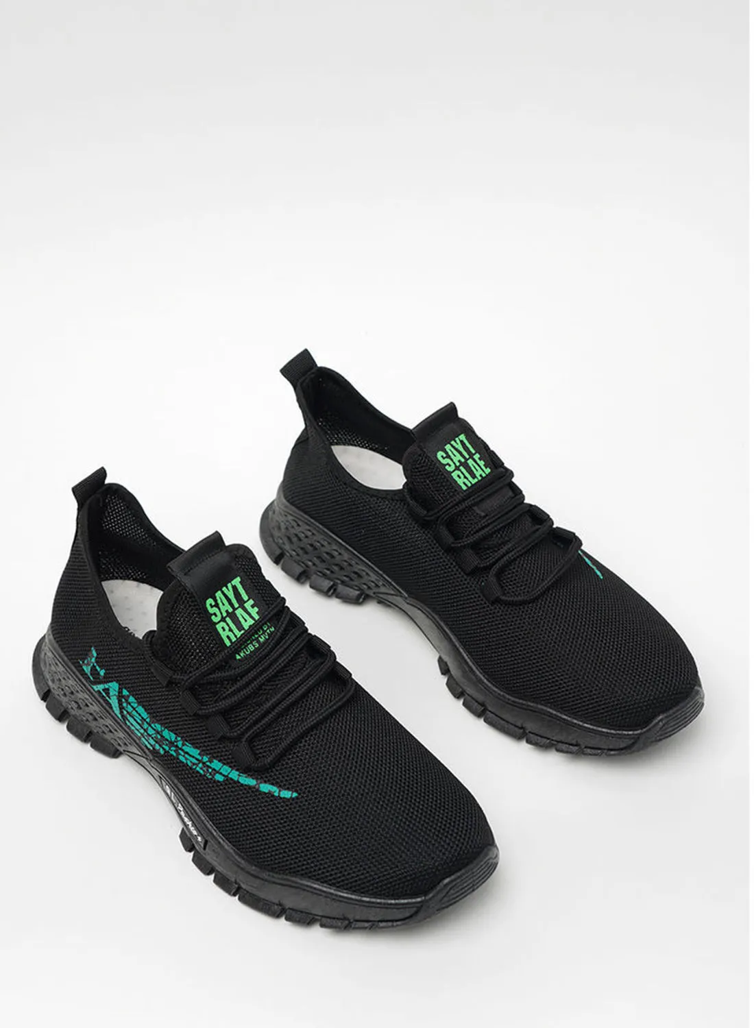 Cobblerz Men's Lace-Up Low Top Sneakers Black/Green