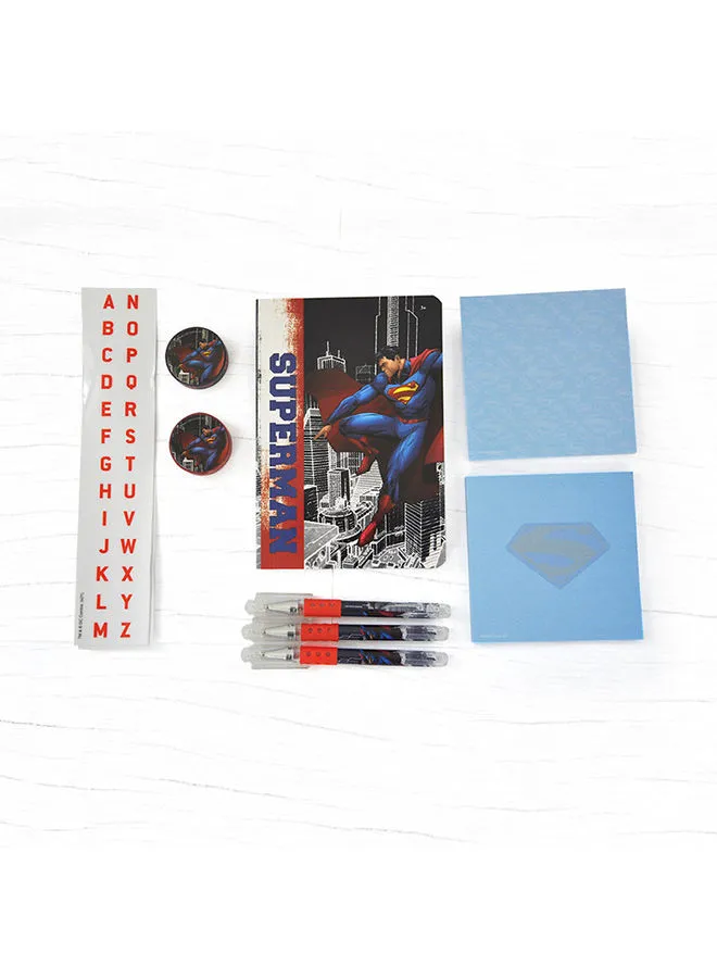 مجموعة أدوات مكتبية من وارنر براذرز سوبرمان ، 10 قطع ، أزرق / متعدد الألوان