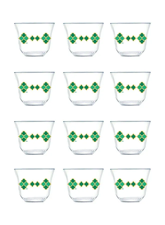 Endura 12 Piece Arabic Cawa Cups - Tempered Glass - Premium Quality - Tea And Coffee Cups Set - Coffee Cups - Tea Cups - Arabic Coffee Cups - 60 ml - Lina
