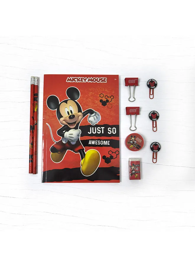 Disney Mickey Stationery Set 10Pcs Red/Multicolour