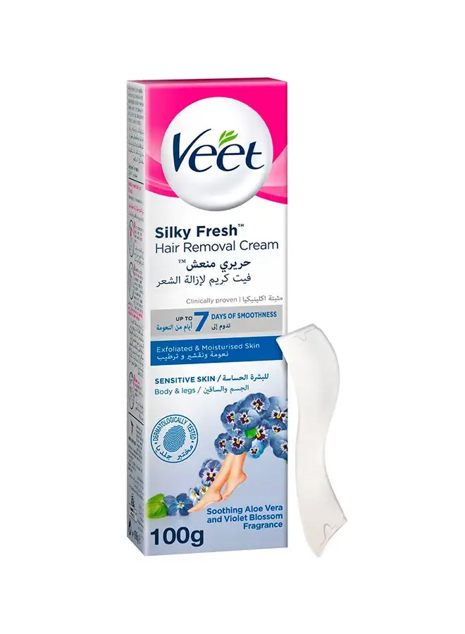Veet Soothing Aloe Vera And Violet Blossom Silky Fresh Hair Removal Body And Legs Cream For Sensitive Skin 100.0grams