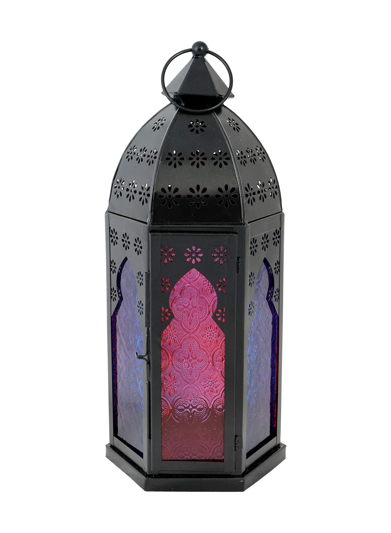 ebb & flow Modern Ramadan Candle Lantern With Glass Unique Luxury Quality Scents For The Perfect Stylish Home Black 18 x 18 x 40centimeter