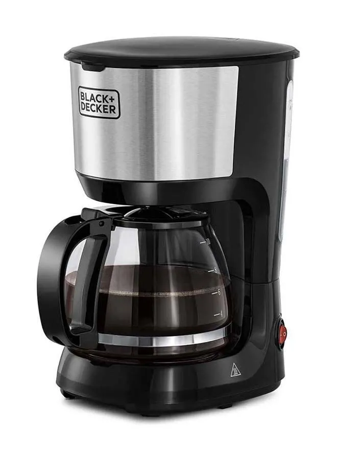 BLACK+DECKER 10-Cup Coffee Maker For Drip Coffee And Espresso With Glass Carafe And Brushed Steel Finish 1.25 L 750 W DCM750S-B5 Black/Silver