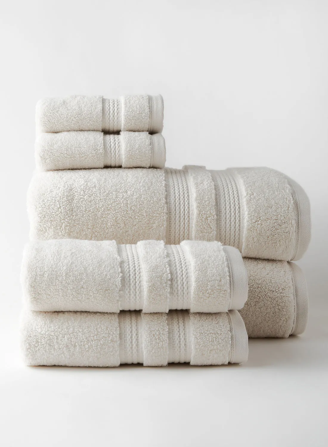 ebb & flow 6 Piece Bathroom Towel Set - 700 GSM - 2 Hand Towel - 2 Face Towel - 2 Bath Towel - Beige Color -Luxury Velvet Feel - Ultra Soft - Quick Dry