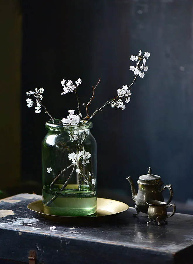 تبديل مزهرية زهور زجاجية مصنوعة يدويًا مواد ذات جودة فاخرة فريدة للمنزل الأنيق المثالي BXHD1525-203 أخضر 25 سم