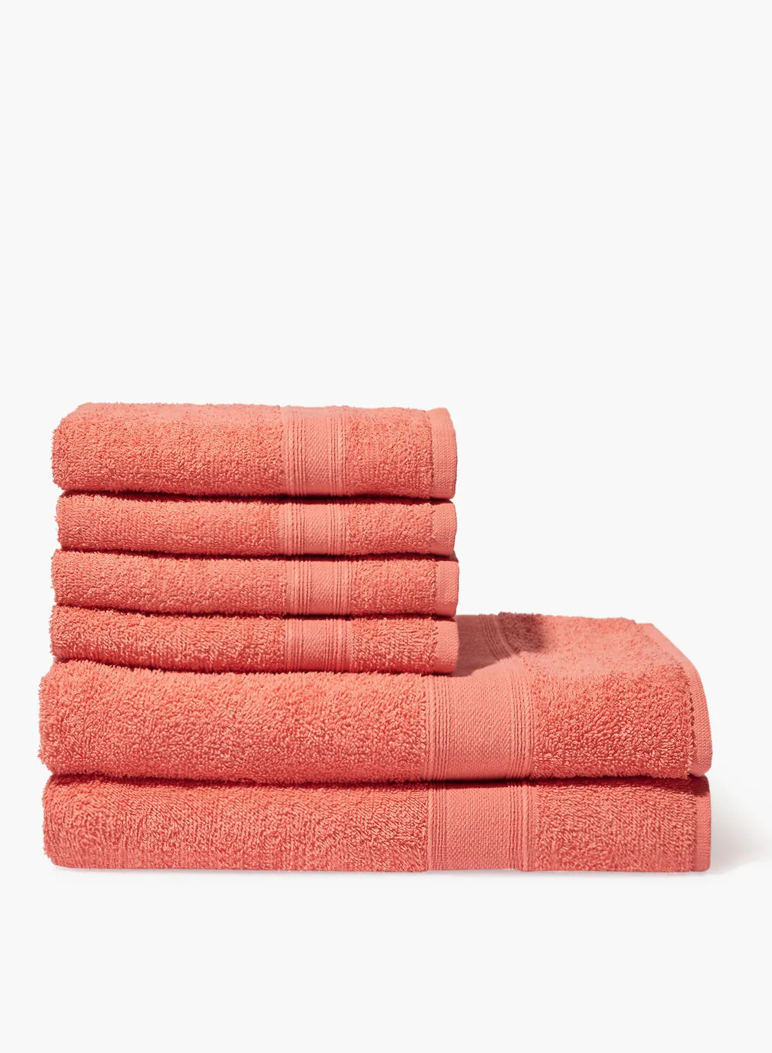 Amal 6 Piece Bathroom Towel Set - 400 GSM 100% Cotton Terry - 4 Hand Towel - 2 Bath Towel - Melon Color -Quick Dry - Super Absorbent