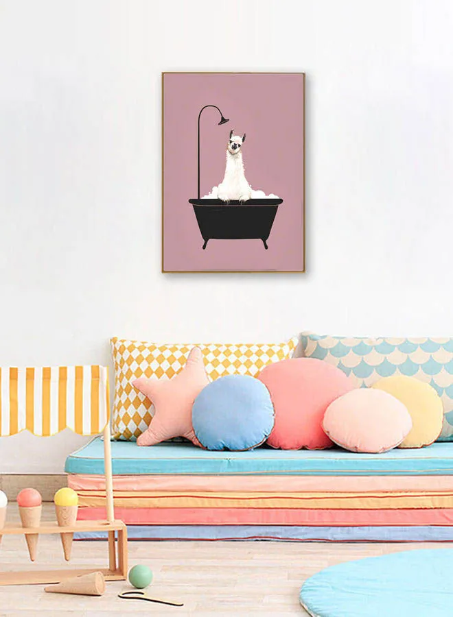 لوحة قماشية مطبوعة بحوض الاستحمام من ديكوريك أسود / وردي / أبيض 57 × 71 × 4.5 سم
