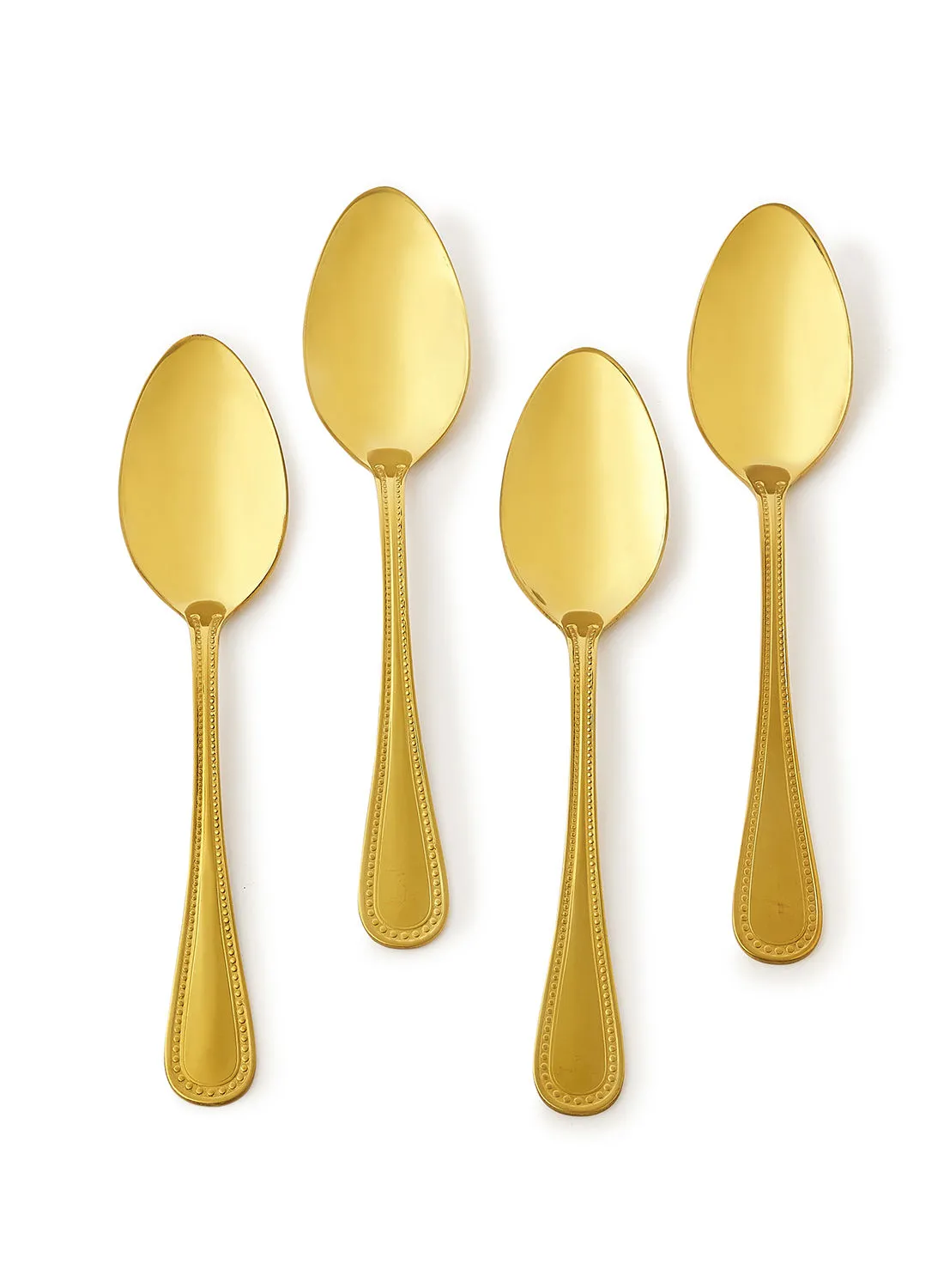 Amal 4 Piece Tablespoons Set - Made Of Stainless Steel - Silverware Flatware - Spoons - Spoon Set - Table Spoons - Serves 4 - Design Gold Mallow