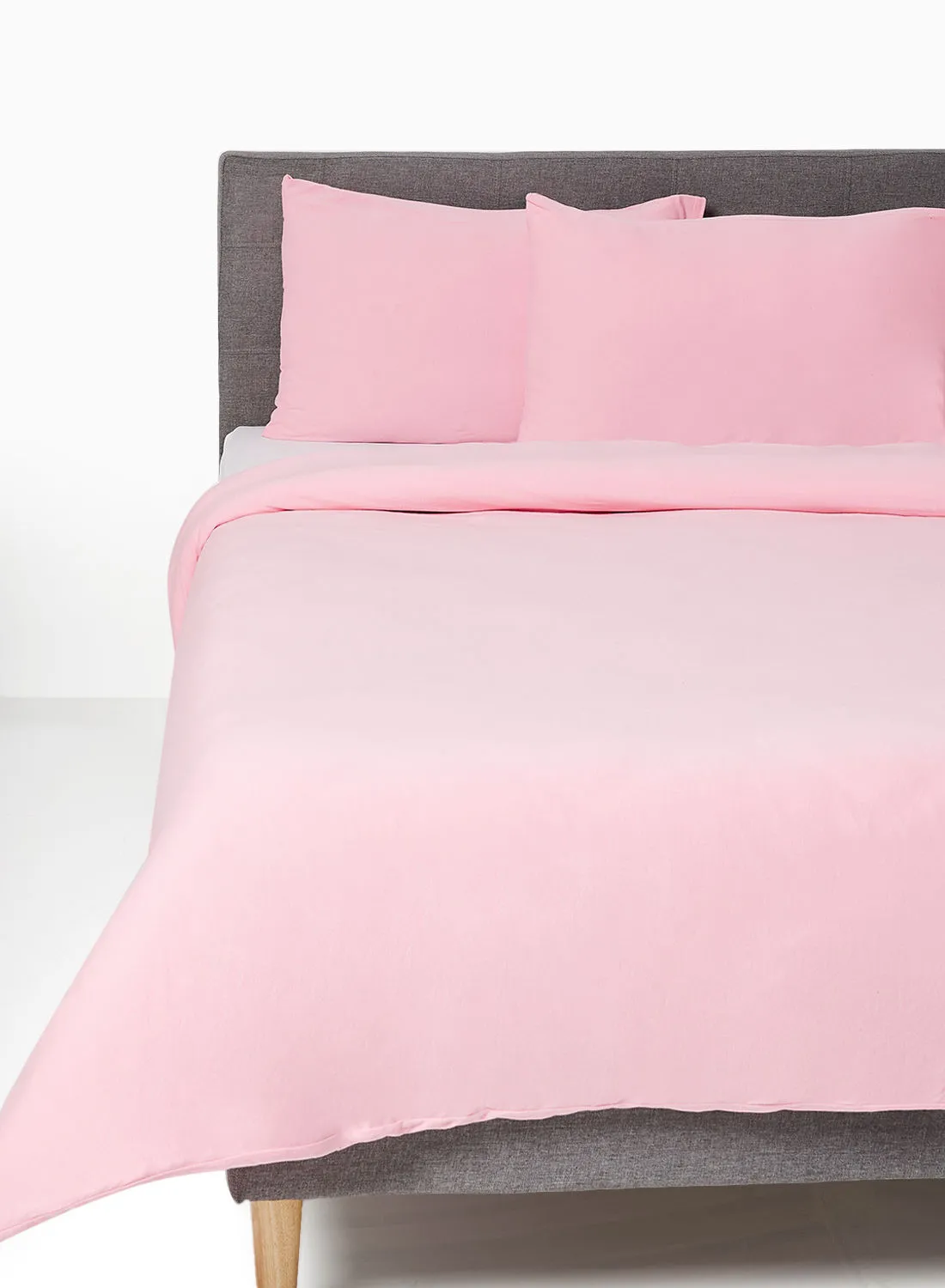 Noon East Duvet Cover Set- With 1 Duvet Cover 160X200 Cm And 2 Pillow Cover 48X74+12 Cm - For Twin Size Mattress - 100% Cotton 140 GSM Pink Twin