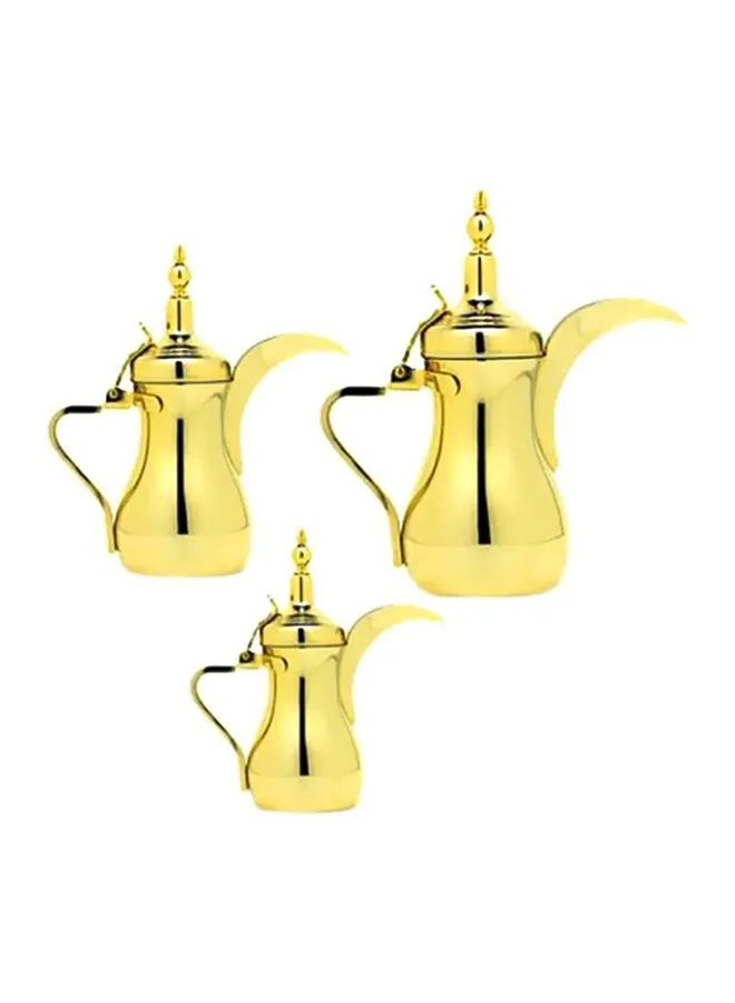 Alsaif 3-Piece Stainless Steel Dallah Set Gold