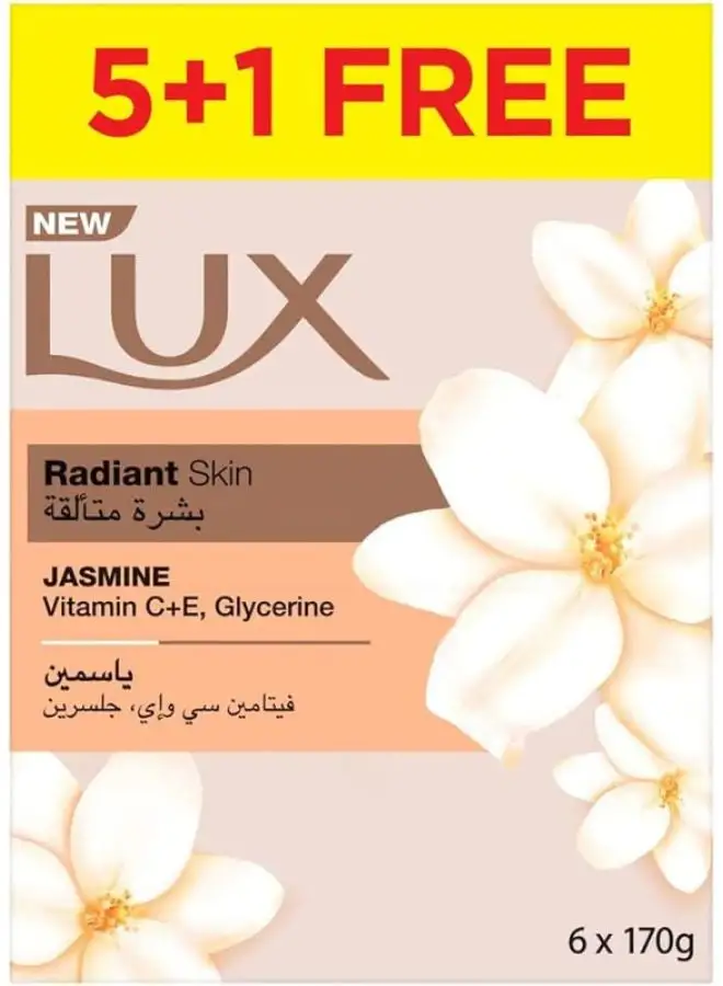 Lux Velvet Jasmine And Almond Oil Soap Pack of 6 170grams