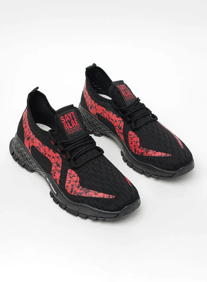 Cobblerz Men's Lace-Up Low Top Sneakers Black/Red