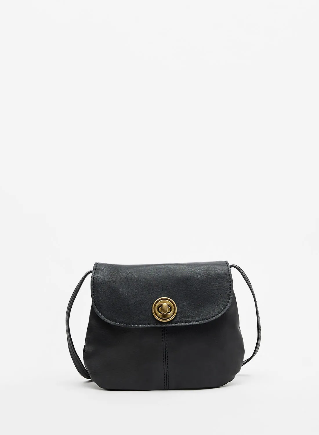 PIECES Totally Royal Leather Crossbody Bag Black