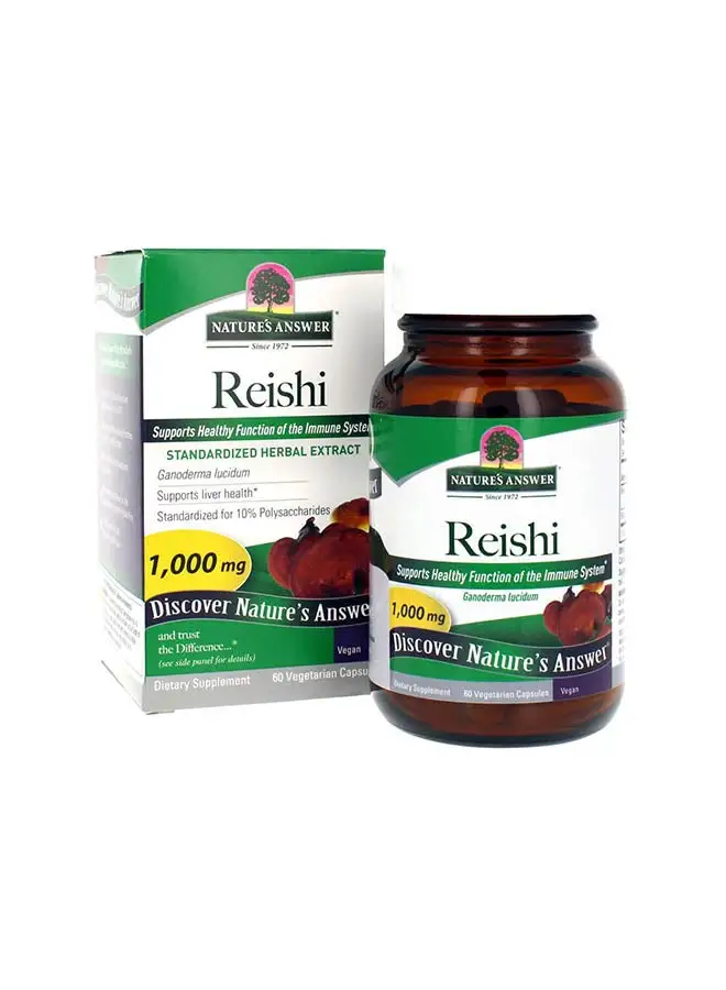 NATURE'S ANSWER Reishi Mushroom Standardized 1000 mg Vegetarian Capsules 60