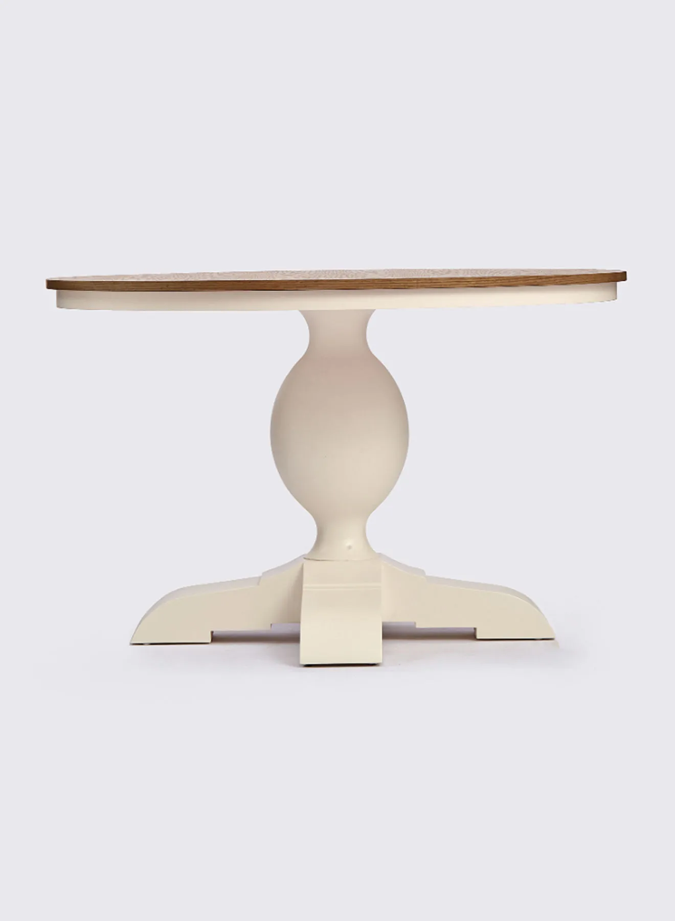 ebb & flow Dining Table Luxurious - 6 Seater - Off White Solid Wood Oak Diameter 1200X760