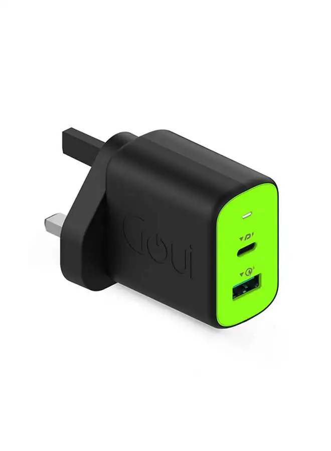 Goui Wall Travel Charger 45 Watts 2 Ports Equipped With Power Delivery And Qualcomm 3.0 Technology Black