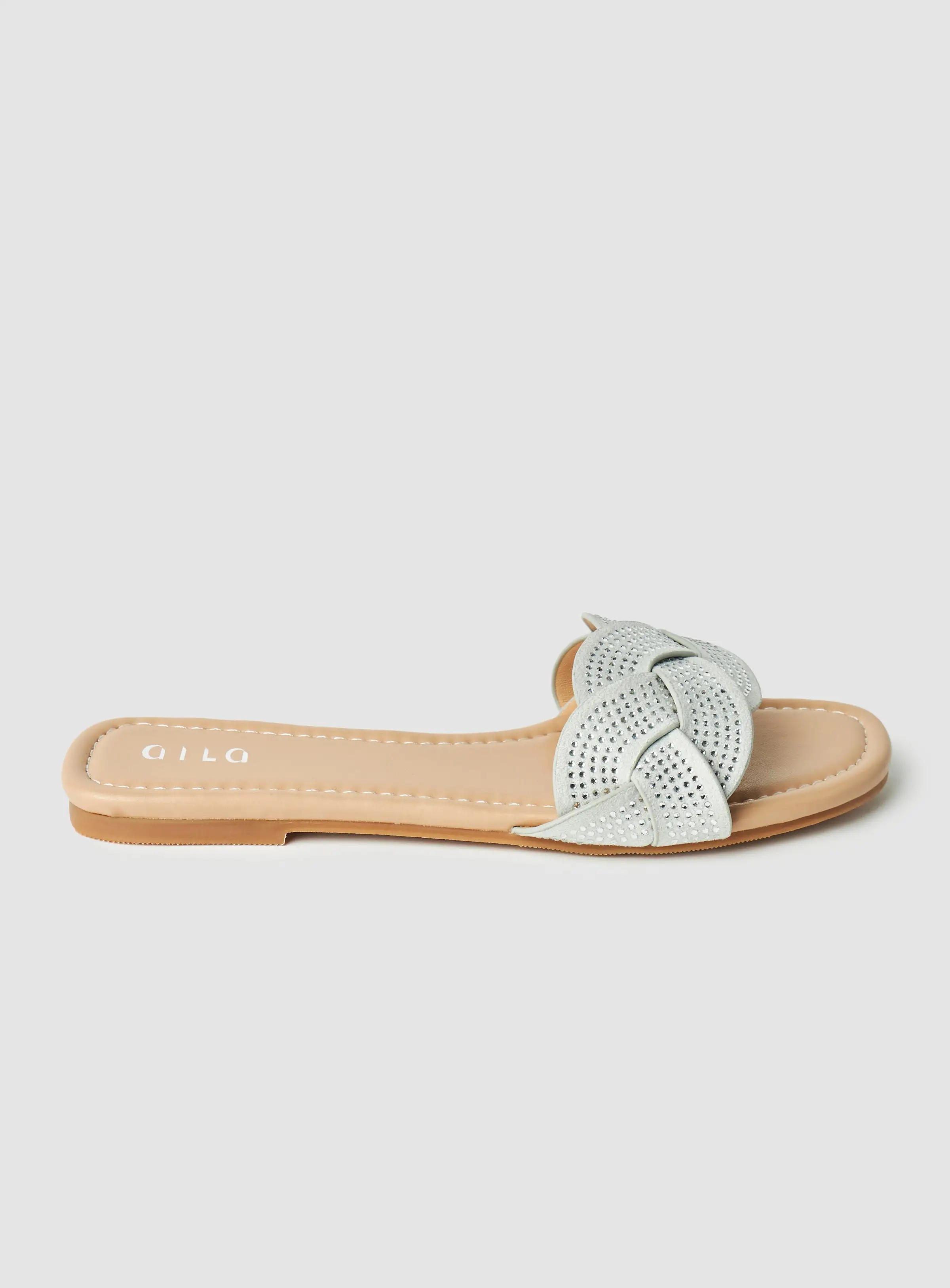 Aila Casual Flat Sandals Silver