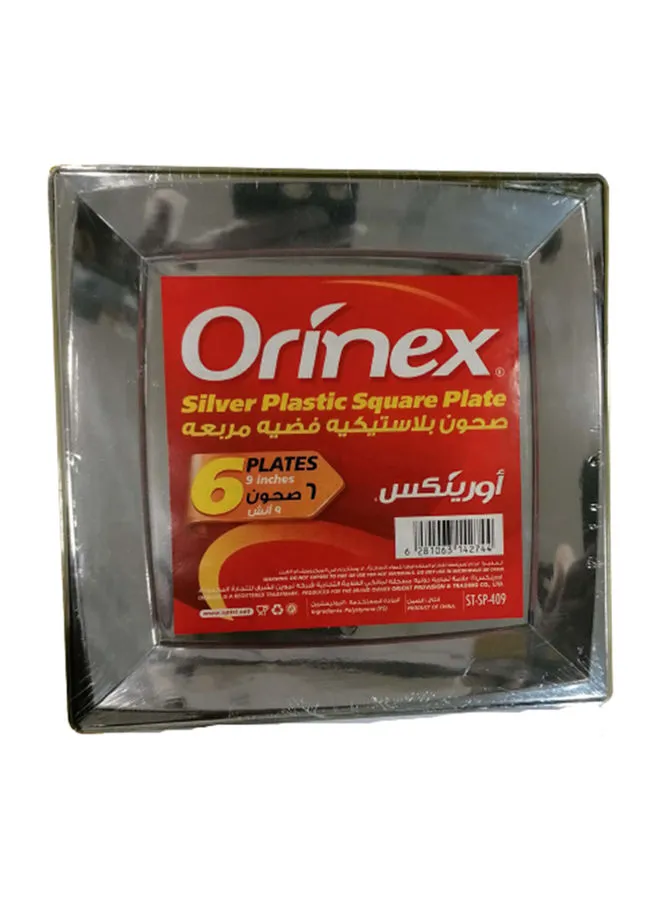 Orinex Plastic Square Plate 9 inches silver