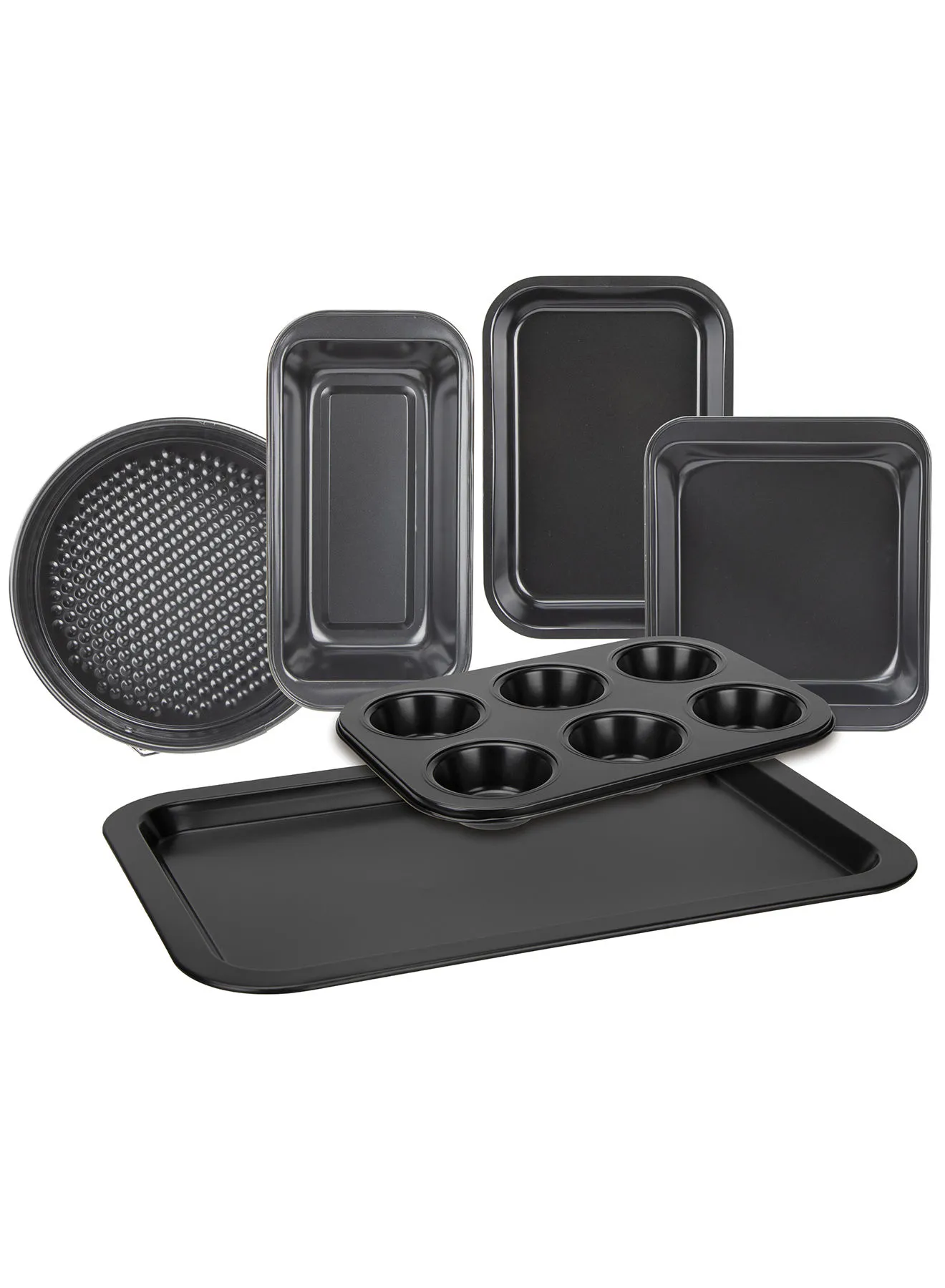 noon east 6 Piece Oven Pan Set - Made Of Carbon Steel - Baking Pan - Oven Trays - Cake Tray - Oven Pan - Cake Mold - Black