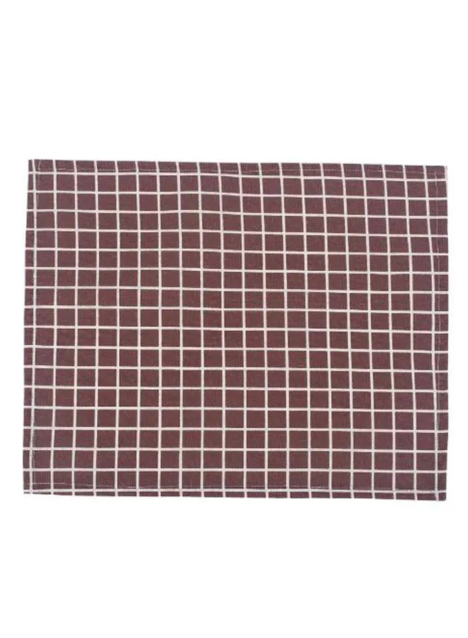 DECOREK Printed Rectangular Linen Table Mat Brown/White 30 x 40centimeter