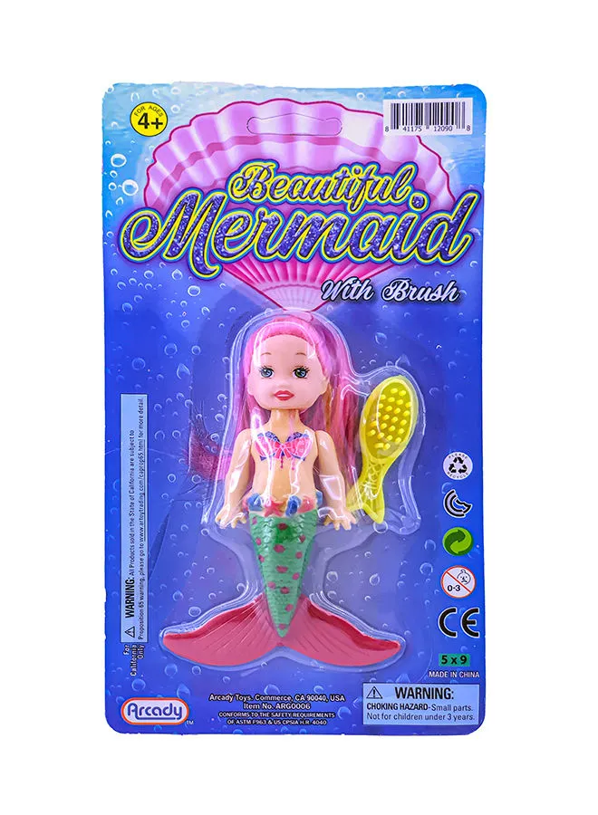 ARCADY Mermaid Doll With  Hair Brush On Blister Card Assorted