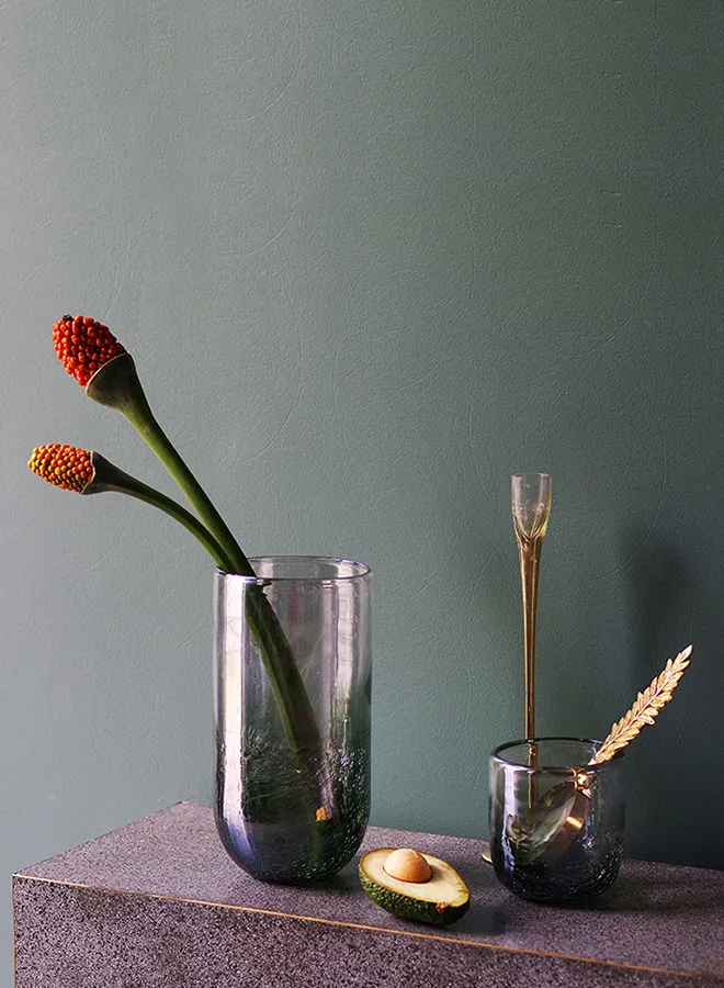 مزهرية زهور زجاجية حديثة مصنوعة يدويًا من ebb & flow مادة فاخرة فريدة من نوعها ذات جودة عالية للمنزل الأنيق المثالي BX-S9517 أخضر 23 سم