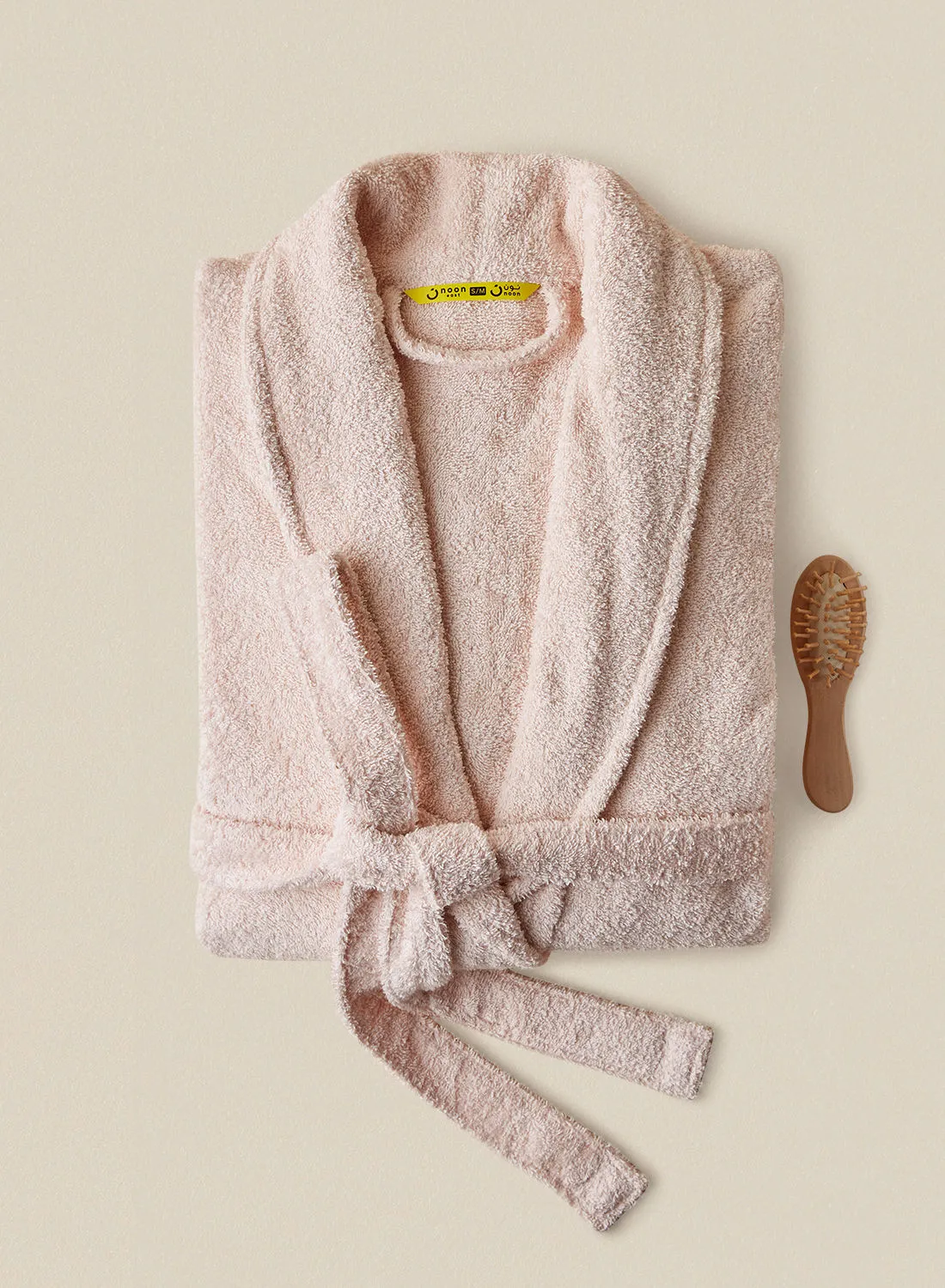 noon east Bathrobe - 380 GSM 100% Cotton Terry Silky Soft Spa Quality Comfort - Shawl Collar & Pocket - Peach Color - 1 Piece