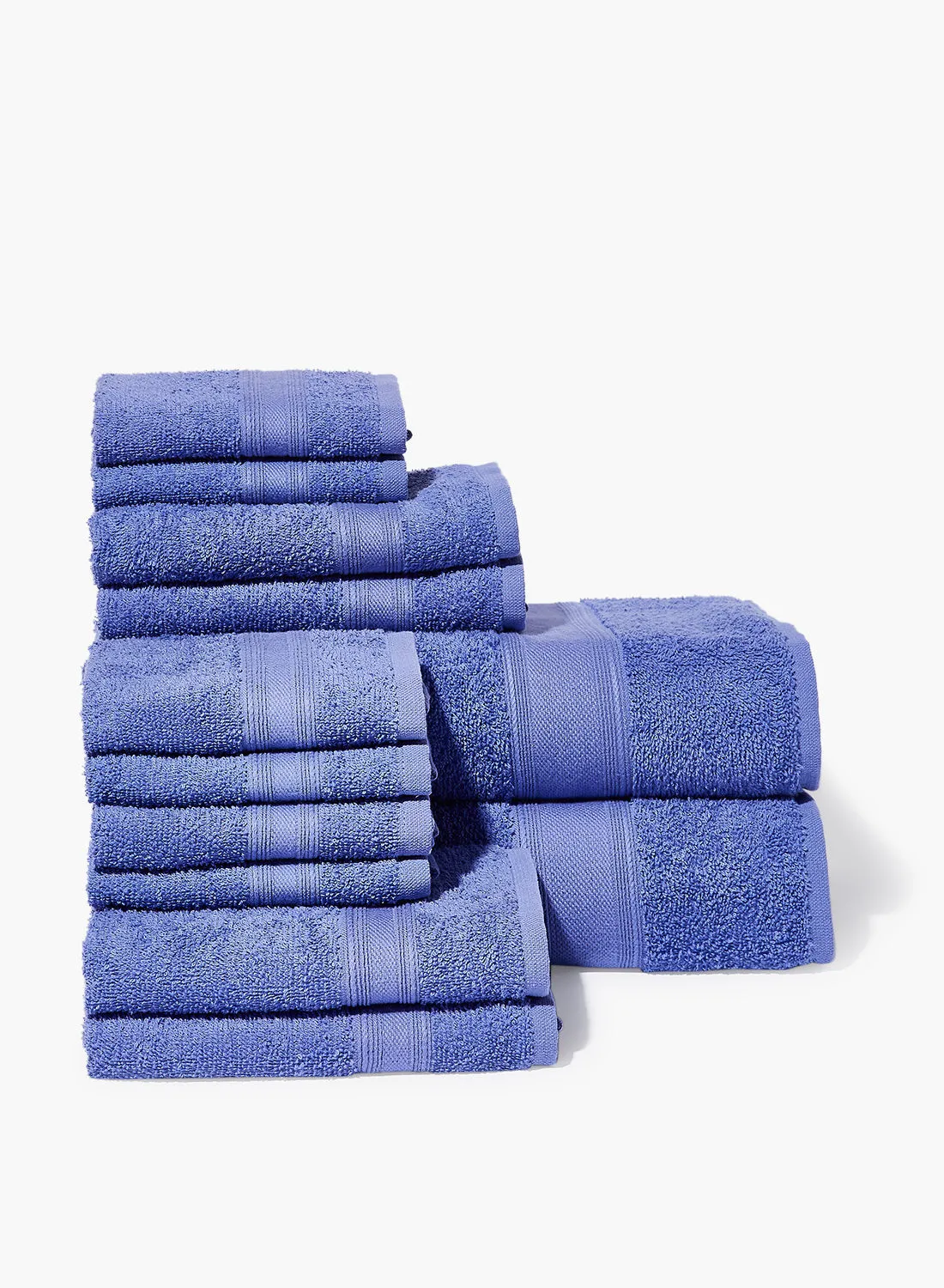 Amal 12 Piece Bathroom Towel Set - 400 GSM 100% Cotton Terry - 12 Face Towel - Periwinkle Color -Quick Dry - Super Absorbent