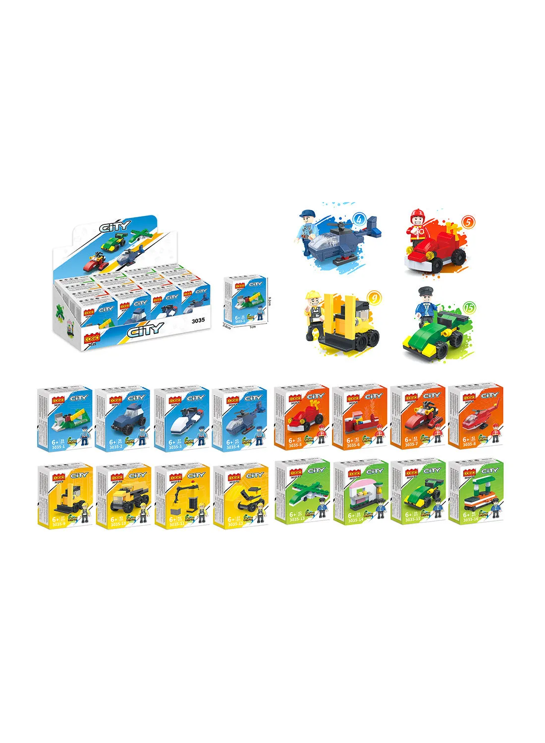 COGO 3035 16-Piece City Series Multicolour Non-Toxic ABS Building Blocks Box Set For Kids, 6+ Years