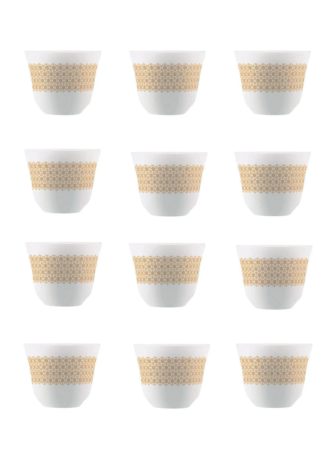 Endura 12 Piece Arabic Cawa Cups - Opalware - Premium Quality - Tea And Coffee Cups Set - Coffee Cups - Tea Cups - Arabic Coffee Cups - 60 ml - Jazlyn