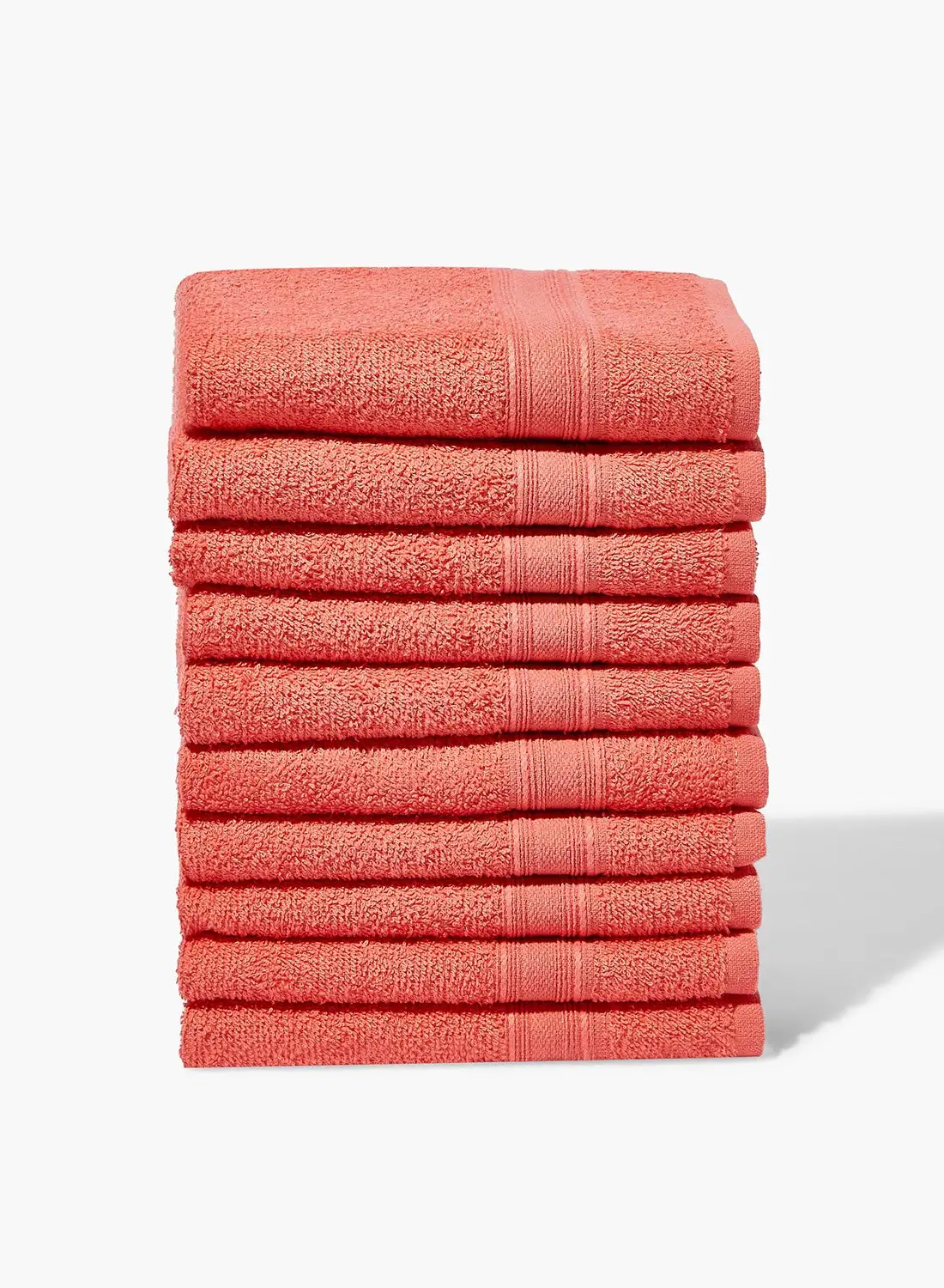 Amal 10 Piece Bathroom Towel Set - 400 GSM 100% Cotton Terry - 10 Face Towel - Melon Color -Quick Dry - Super Absorbent