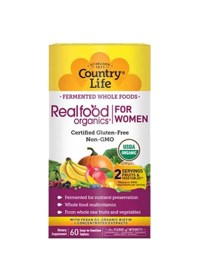 أقراص التغذية اليومية للنساء من Country Life Real Food Organics ، 60 قرصًا