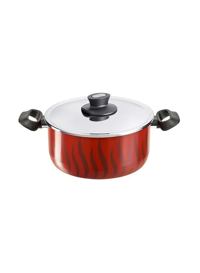 Tefal Non-Stick G6 Tempo Flame Sautepan With Lid Red/Silver 26cm